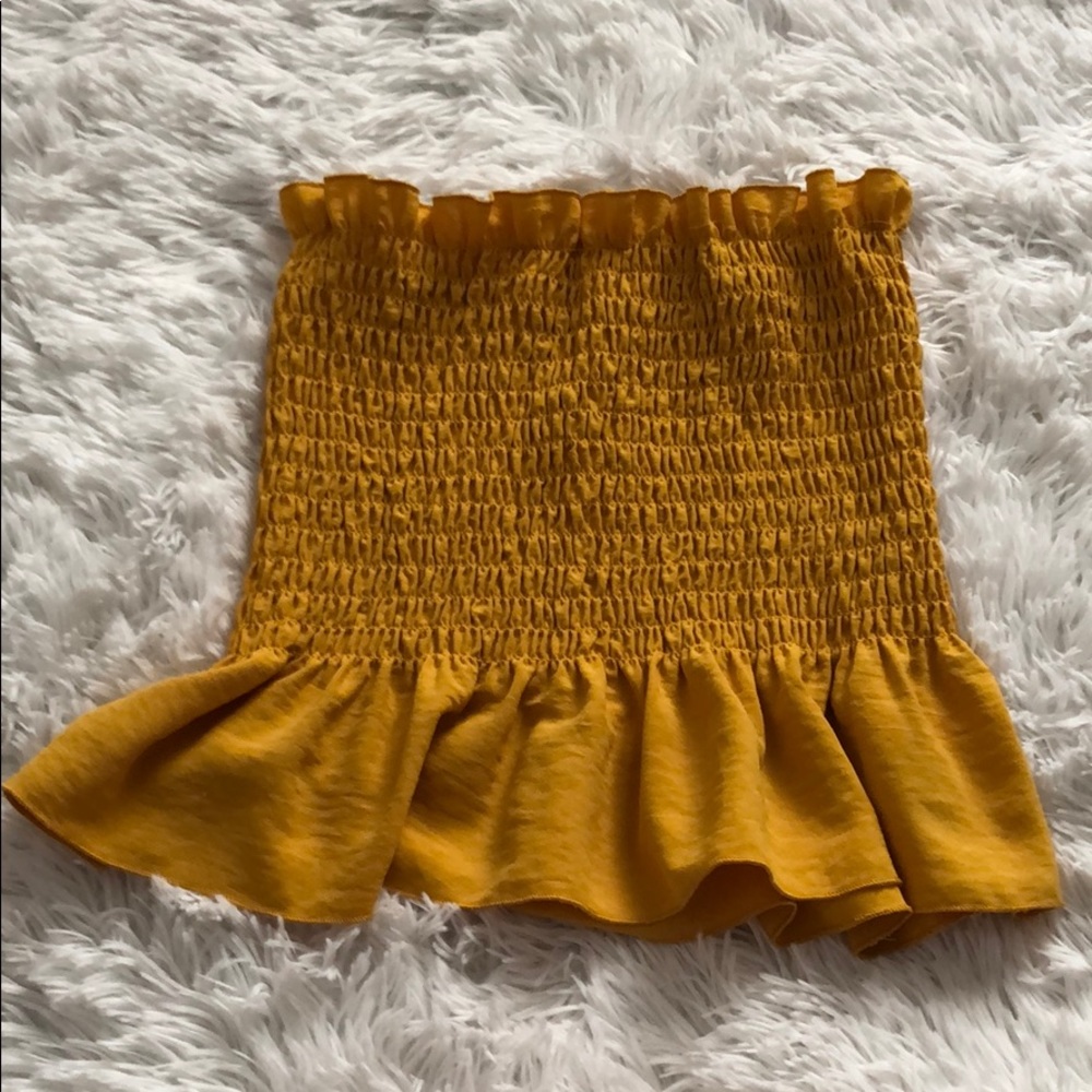 Yellow ruffle tube top